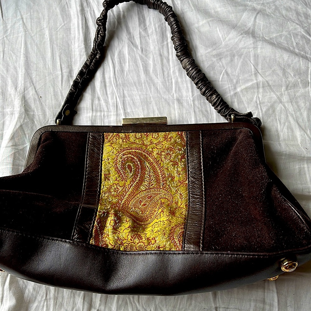 Gorgeous The mango tree made in India clutch purse with green satin inside
